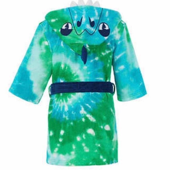 Saint Eve Kids' Beach Cover Up, Dino Green Tye Dye Small 7/8 - Picture 4 of 6